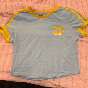 True Religion Light Blue Tee with Yellow Trim